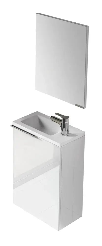 Badschrank mit Waschbecken 40x22x58cm, 1 Tür mit weiß lackierter Front