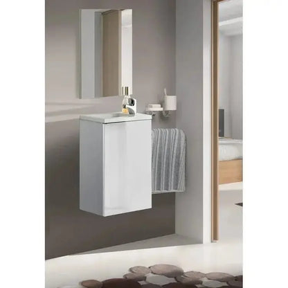 Badschrank mit Waschbecken 40x22x58cm, 1 Tür mit weiß lackierter Front