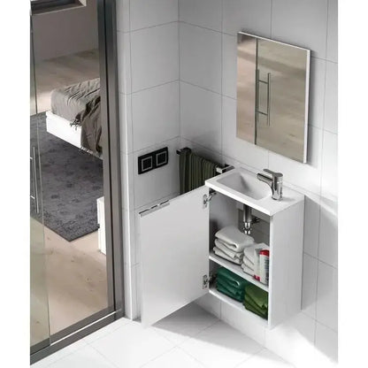 Badschrank mit Waschbecken 40x22x58cm, 1 Tür mit weiß lackierter Front