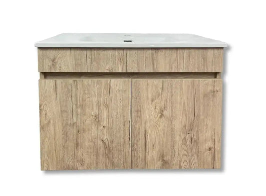 Cortina bathroom vanity unit 80x45, 2-door, oak, complete with sink and mirror