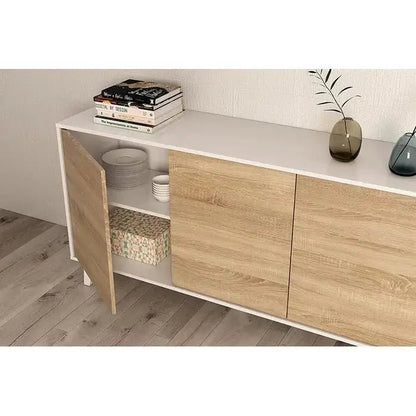 Sideboard 3 Türen 154x41x75h Hochglanz Weiß Canadian
