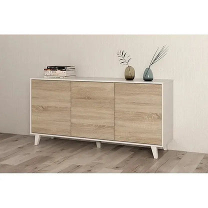 Sideboard 3 Türen 154x41x75h Hochglanz Weiß Canadian