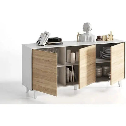 Sideboard 3 Türen 154x41x75h Hochglanz Weiß Canadian
