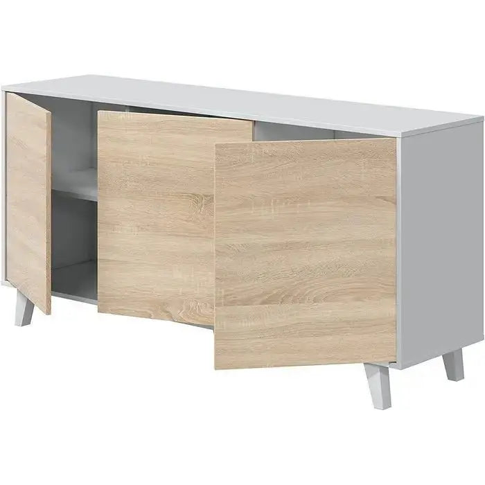 Sideboard 3 Türen 154x41x75h Hochglanz Weiß Canadian