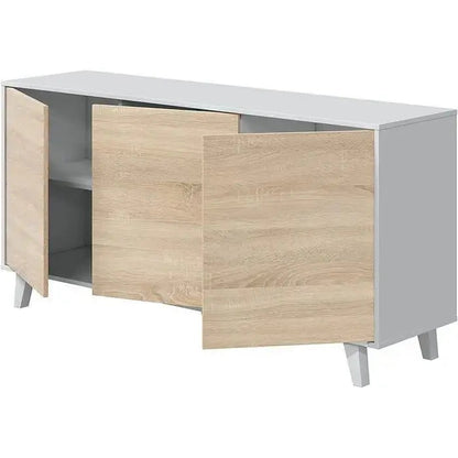 Sideboard 3 Türen 154x41x75h Hochglanz Weiß Canadian