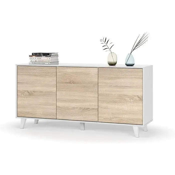 Sideboard 3 Türen 154x41x75h Hochglanz Weiß Canadian