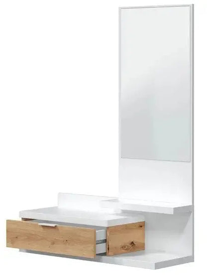 Hängende Garderobe mit Spiegel Eiche astig-weiß