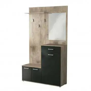 Mobile per Entrata Smeraldo Rovere Chiaro e Antracite, cm 115x35x197