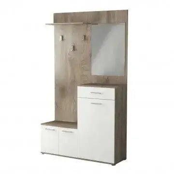 Mobile per Entrata Smeraldo Rovere Chiaro e Bianco, cm 115x35x197