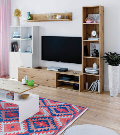 Wohnwand Lyra Eiche Astig-Weiß Artik 241x41x180 cm (BxTxH)