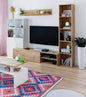 Lyra living room furniture unit in knoted oak and Artik white, 241x41x180h cm