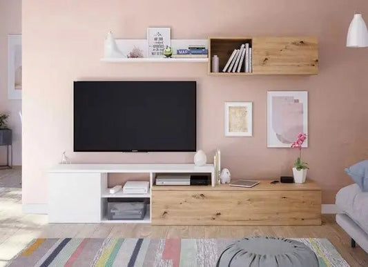 TV living room cabinet 220CM knotted oak-white