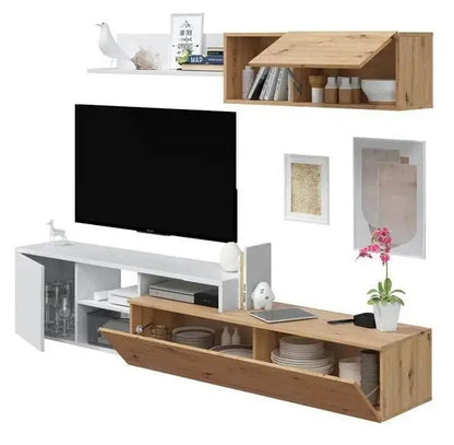 Mobile soggiorno TV 220CM rovere nodi-bianco