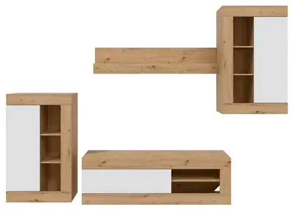 Mobile soggiorno TV modulare Rovere Nodi-Bianco Artik