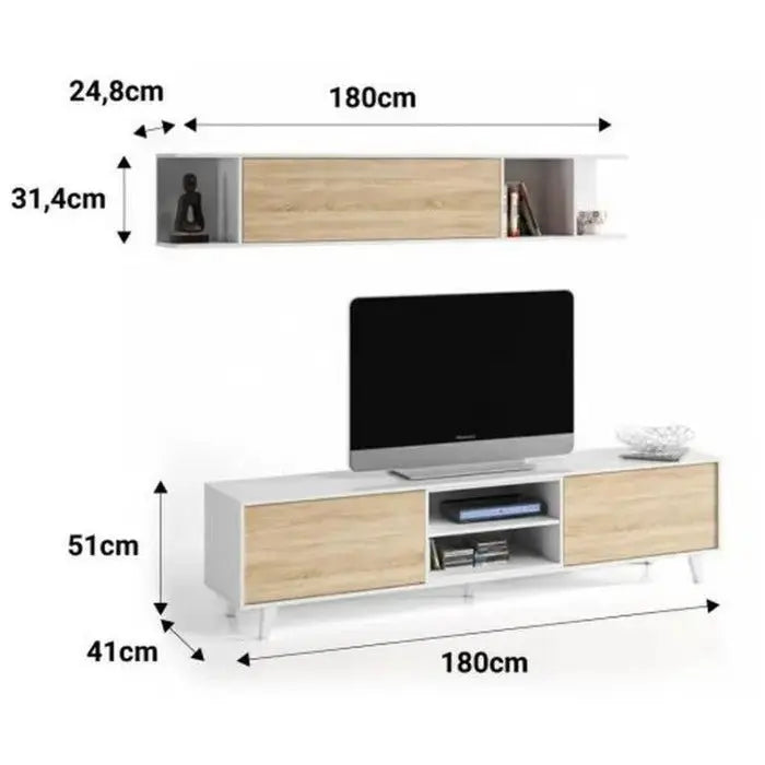Wohnzimmermöbel Zaiken 180x41x51h bestehend aus Unter- und Hängeschrank