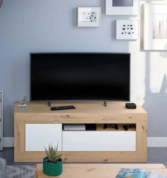 TV-Schrank 2-türig Eiche Knoten-Weiß Artik