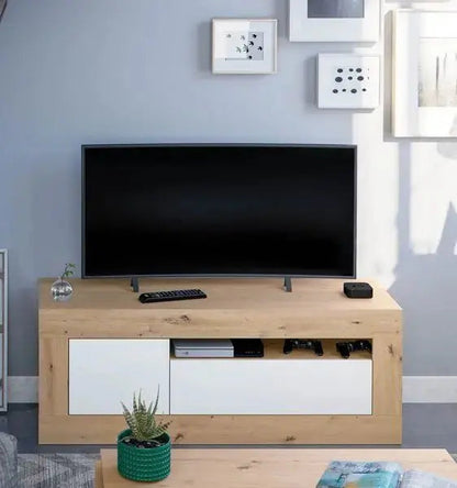 TV-Schrank 2-türig Eiche Knoten-Weiß Artik