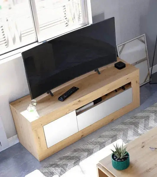 TV-Schrank 2-türig Eiche Knoten-Weiß Artik