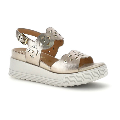 Stonefly Sandalo Donna Zeppa PARKY 37 223719 Z00 Oro - Pelle Laminata Second Skin