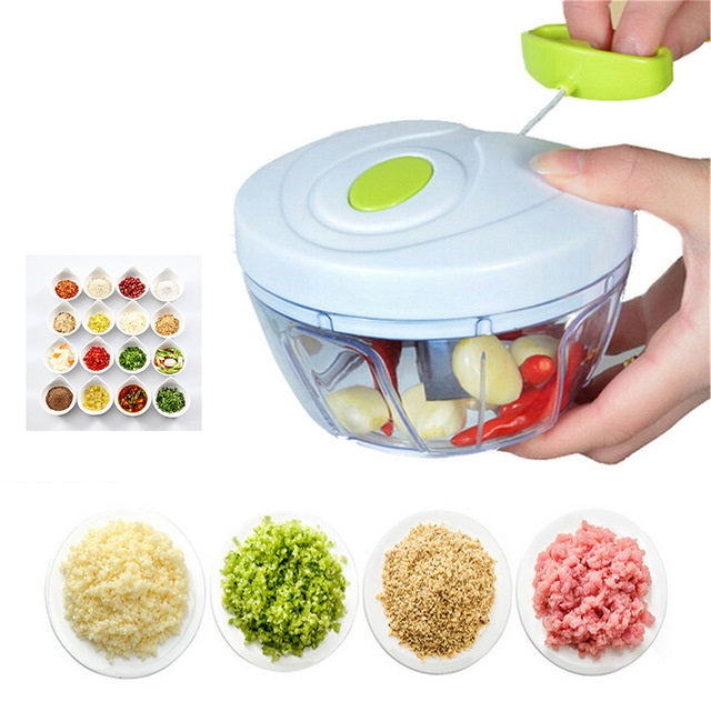 Speedy Chopper Zerkleinerer Manueller Gemüseschneider mit Seilzug für Obst, Gemüse, Salatschleuder
