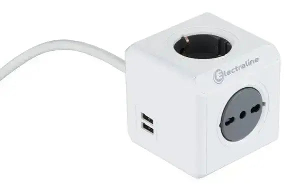 Würfelsteckdosenleiste 1Schuko+3Universal+2USB 2.1A