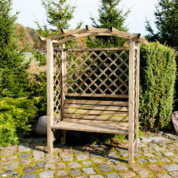 Gartenbogen mit Holzbank aus Kiefernholz für den Garten 160 x 70 x 190