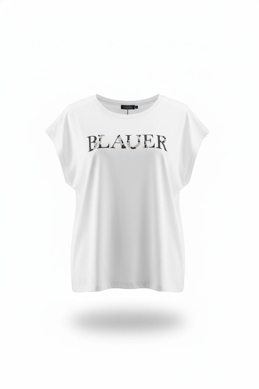 Blauer Maglietta Donna Mohawk 26SBLDK02415 007507 100 Bianca – Logo Stampa
