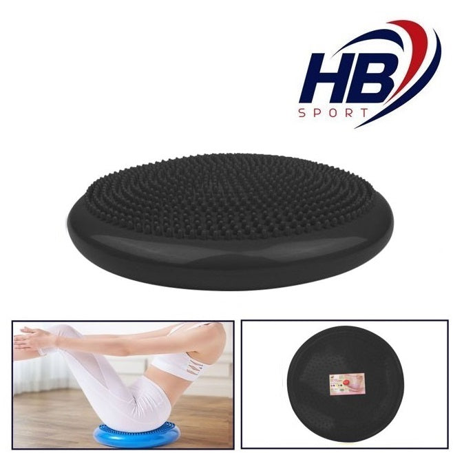 AUFBLASBARES GLEICHGEWICHTSKISSEN BALANCE PROPRIOZEPTIVE SCHEIBE YOGA PILATES | SCHWARZ