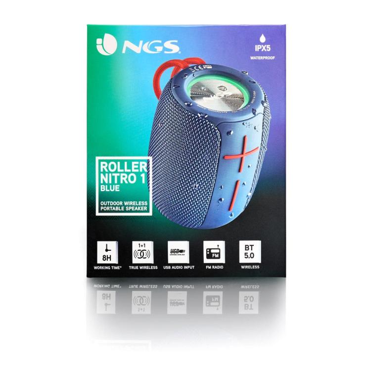 Ngs Speaker Roller Nitro1 Ipx5 Tws/Usb/Tf/Aux-In/Bt Blau Bluetooth-Lautsprecher