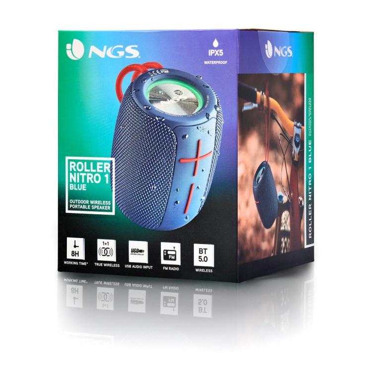 Ngs Speaker Roller Nitro1 Ipx5 Tws/Usb/Tf/Aux-In/Bt Blau Bluetooth-Lautsprecher