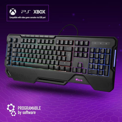 Ngs Gaming-Tastatur, kabelgebunden, RGB-LED, programmierbar, USB, 5 Makros, mit Standfüßen GKX-450