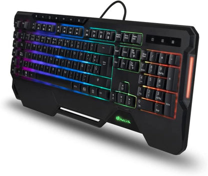 Ngs Gaming-Tastatur, kabelgebunden, RGB-LED, programmierbar, USB, 5 Makros, mit Standfüßen GKX-450