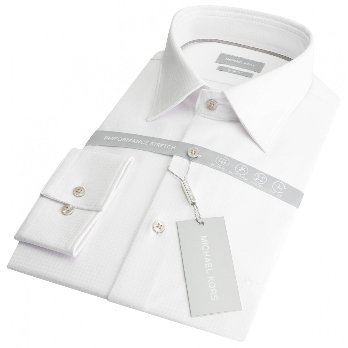 Michael Kors camicia manica lunga Perfermance stretch bianco