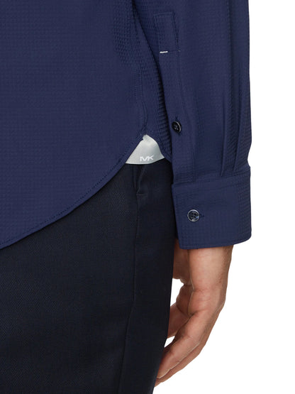 Michael Kors camicia manica lunga Perfermance in micro fantasia blu