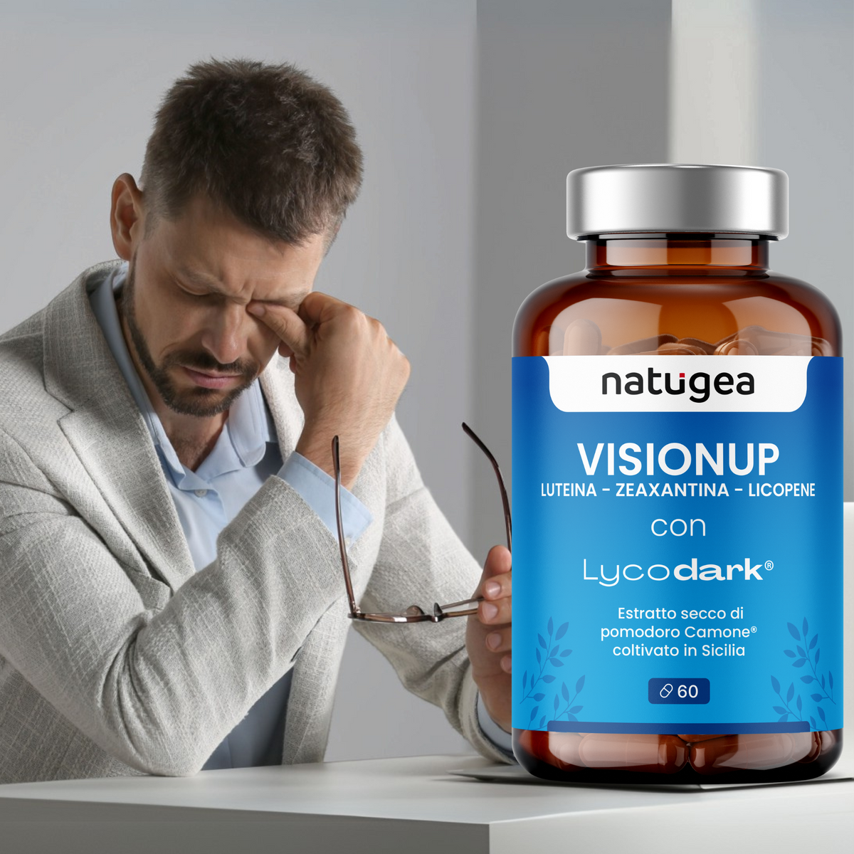 Integratore per la Vista con Luteina, Zinco e Vitamina C – Licopene da Pomodoro Camone e Mirtillo Nero – 60 Compresse