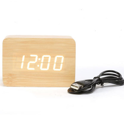 LED-Wecker aus Holz mit Temperaturanzeige, Weckfunktion, für Zuhause
