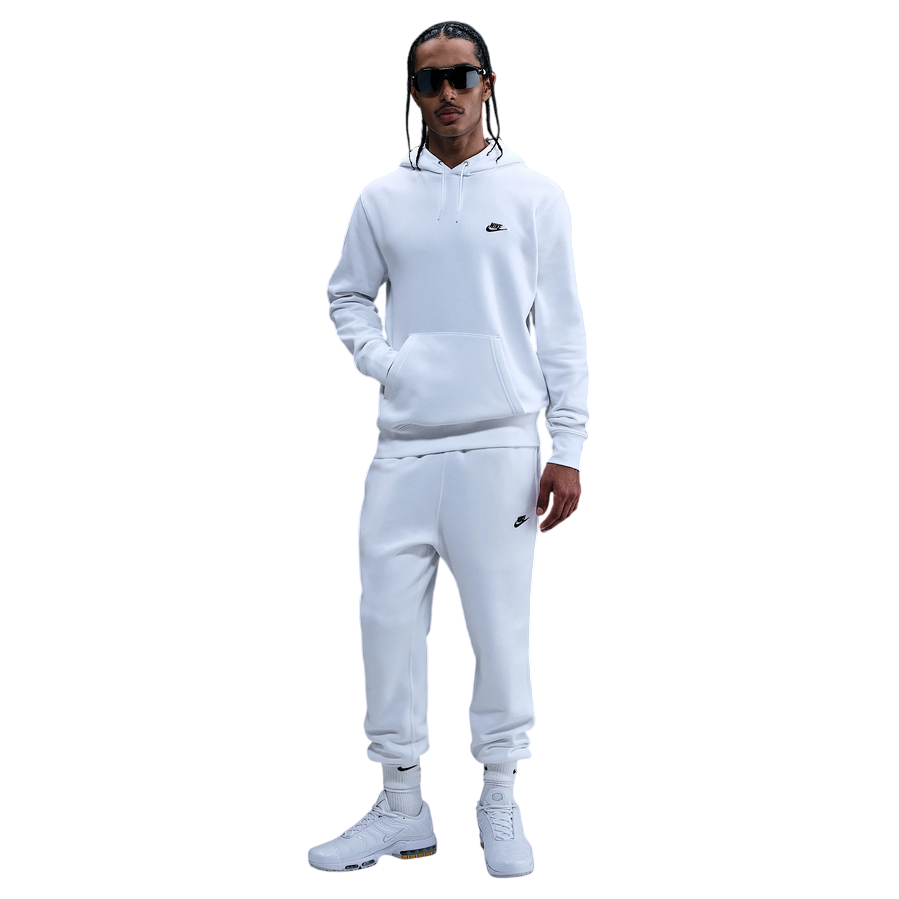 Nike Felpa Club Fleece con Cappuccio Uomo FN3859-100 Bianco