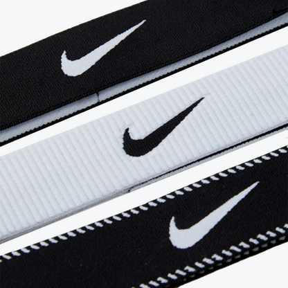 Nike Fascia Capelli N1011932036OS Confezione 3 Pezzi Nero Bianco