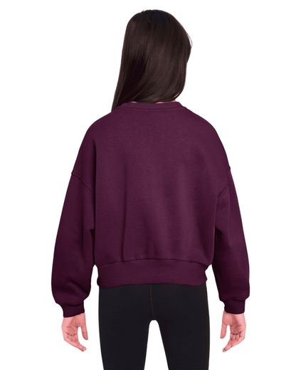 Nike Felpa Boxy a Girocollo Sportswear Club Fleece Bambina FZ9244-610 Rosa - Calda e Stile Oversize