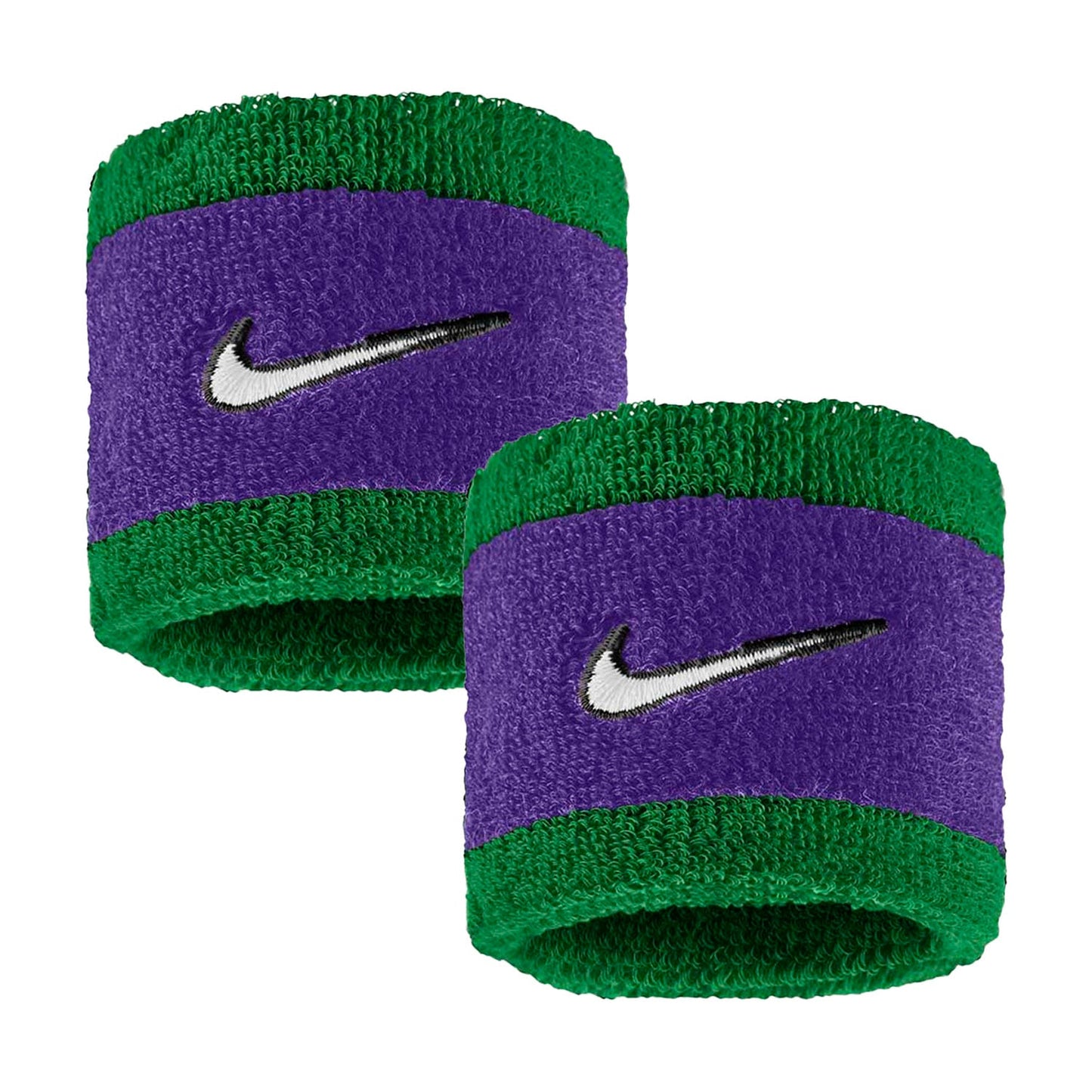 Nike Polsino Tergisudore Swoosh Classic Verde Viola - Coppia Polsini Spugna Sport