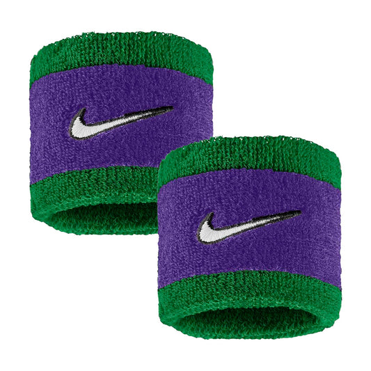 Nike Polsino Tergisudore Swoosh Classic Verde Viola - Coppia Polsini Spugna Sport