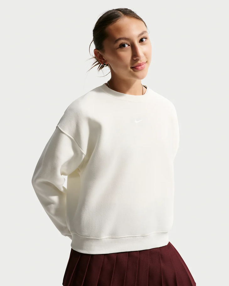 Nike Sportswear Studio Felpa boxy a girocollo in fleece – Ragazza IM5098-133 bianca