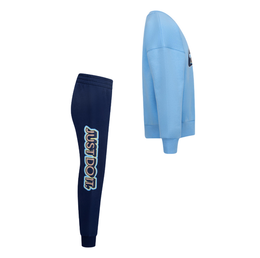 Nike Tuta Ragazzo Sense of Adventure 86L947-U90 Felpa Pantalone Celeste Blu