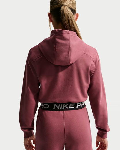 Nike Felpa Corta Ragazza con Cappuccio Pro Fleece Dri-FIT HQ9312-654 Rosa