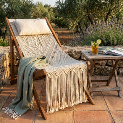 Sedia Tunisi Cotone - Marrone/Bianco, Rettangolare, 144x60x16cm