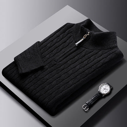 Herren-Pullover mit halbem Reißverschluss – Old Money®