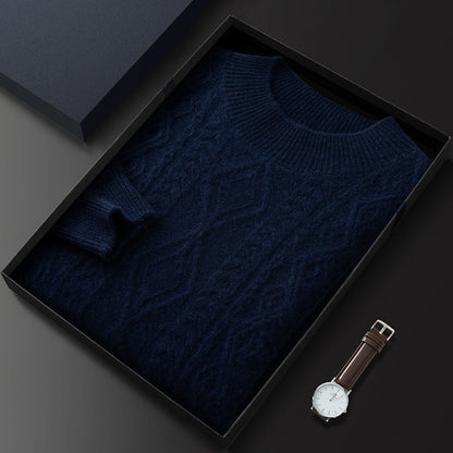 Rundhals-Pullover mit Zopfmuster aus Kaschmir - Old Money®