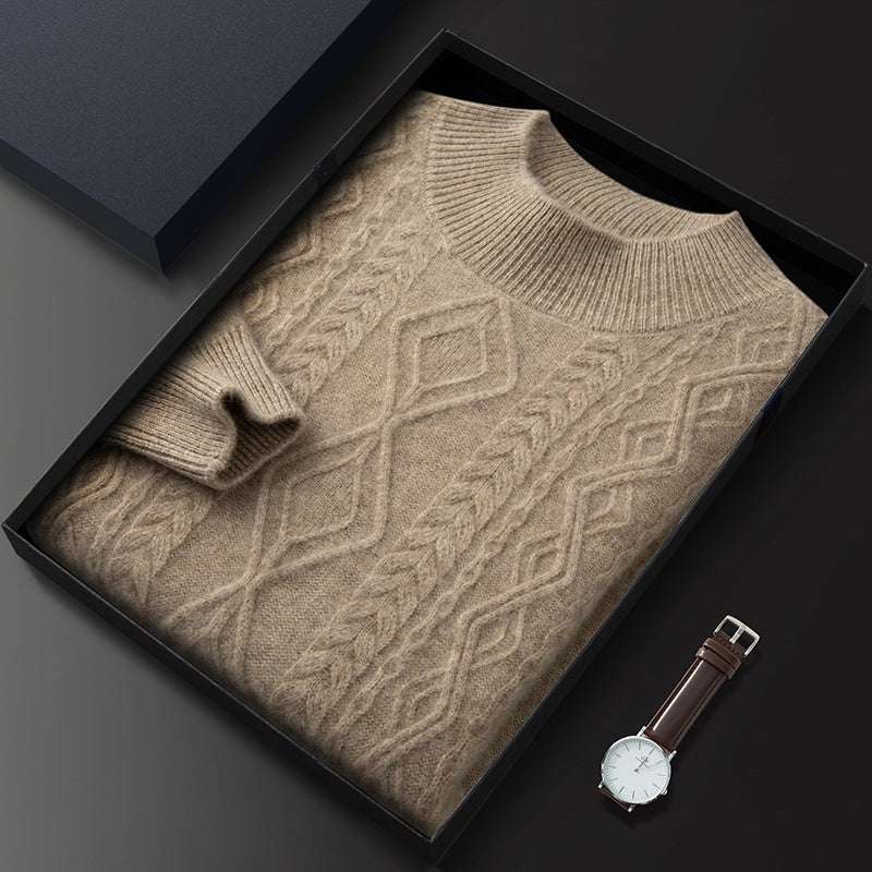 Rundhals-Pullover mit Zopfmuster aus Kaschmir - Old Money®