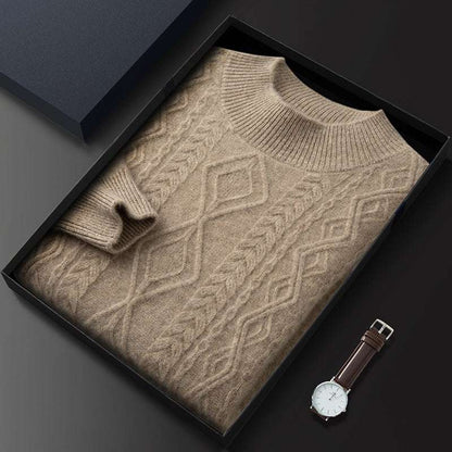 Rundhals-Pullover mit Zopfmuster aus Kaschmir - Old Money®