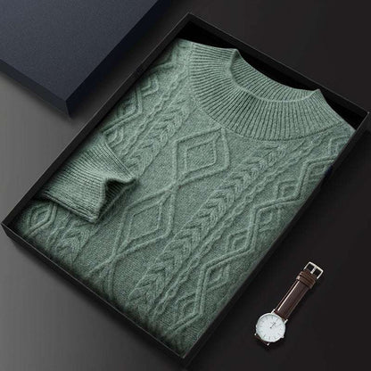 Rundhals-Pullover mit Zopfmuster aus Kaschmir - Old Money®